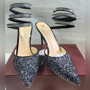 Elegant Glitter Spiral Strap Heels
